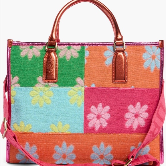 Kurt Geiger Multicolor Floral Patchwork Tote with Metallic Trim - Picture 2 of 5